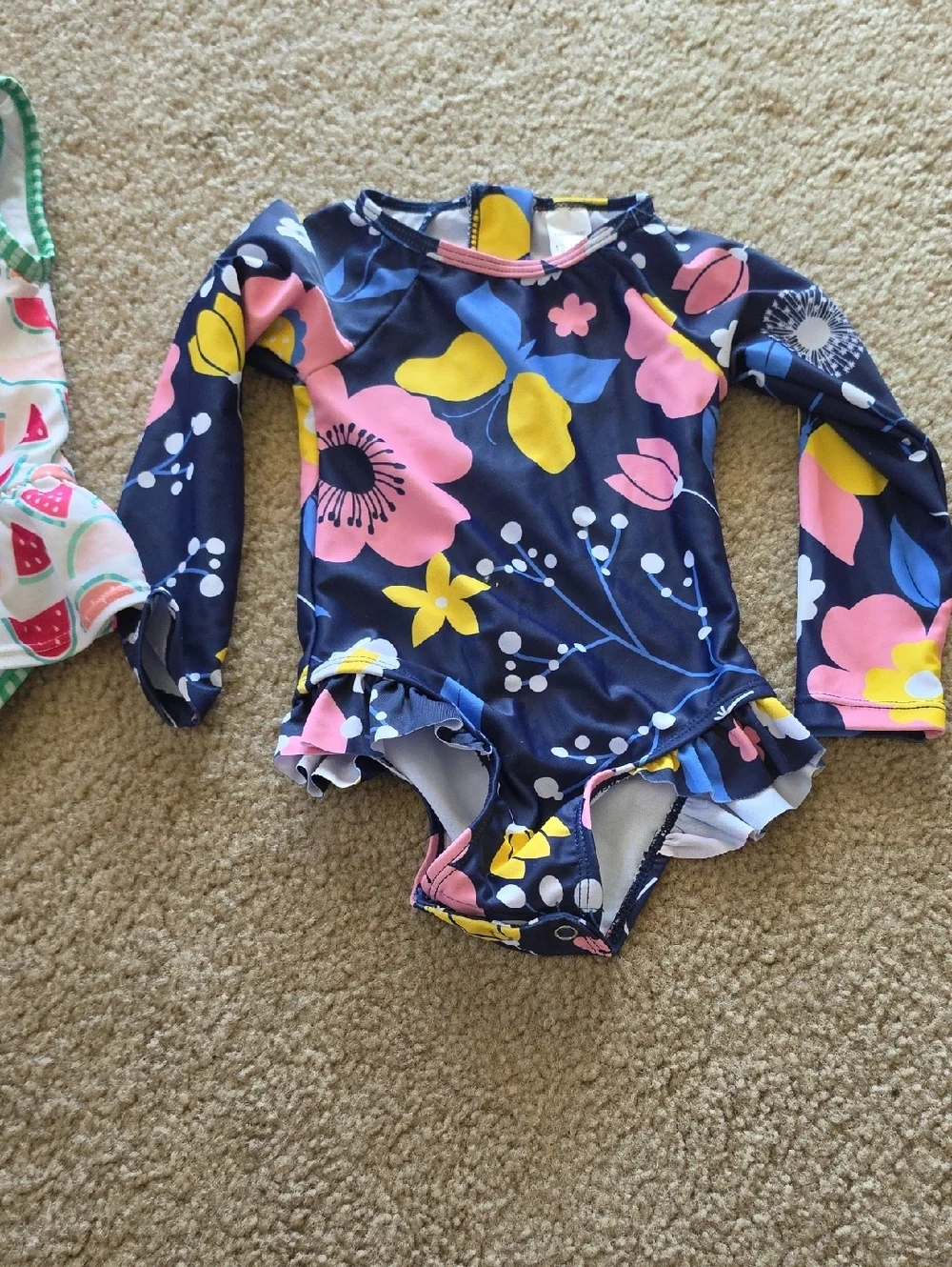 Gymboree Baby Girls Swimsuits Watermelon Floral Navy 12-18M